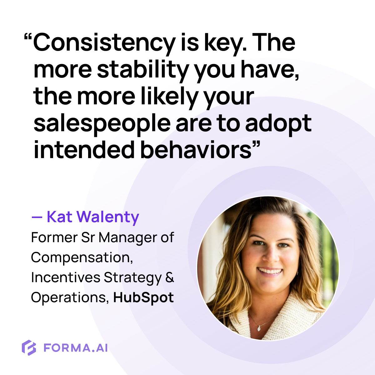 quote from Kat Walenty, former sr. Manager of Compensation and Sales incentives strategy at HubSpot