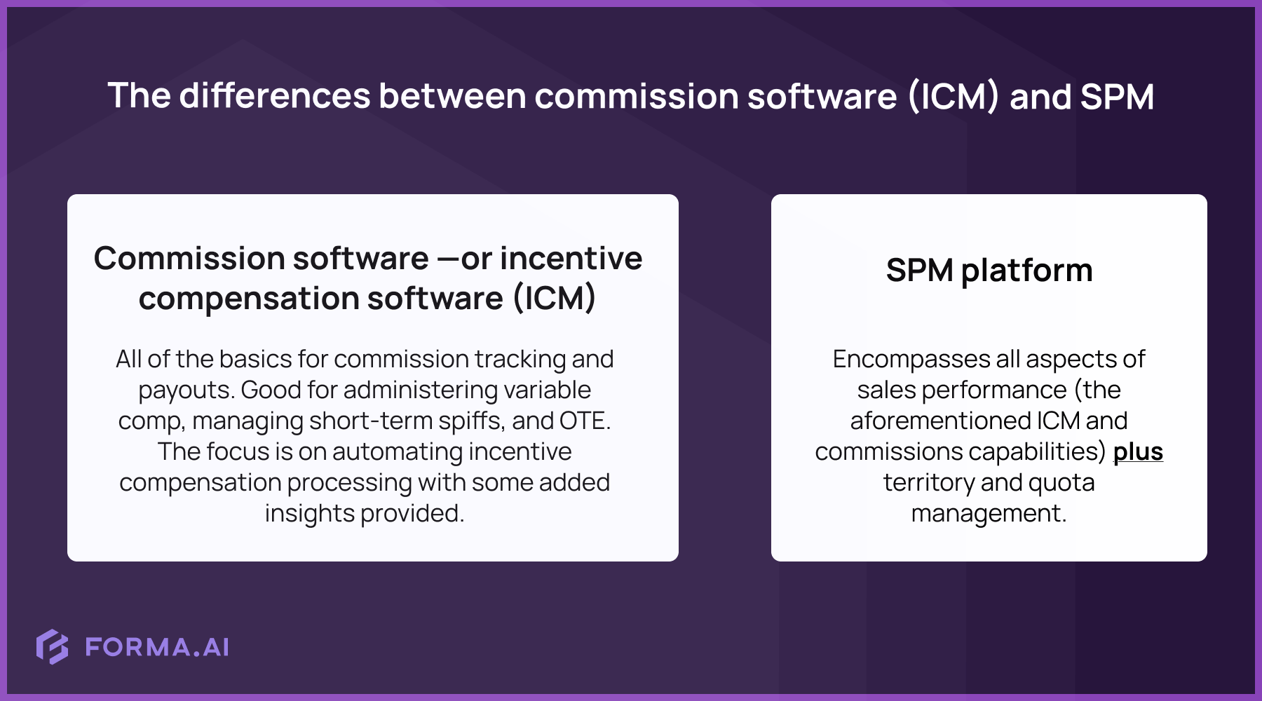 The differences between commission software and ICM, vs SPM software